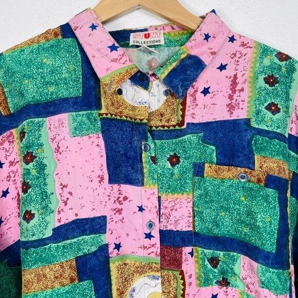 Mens Vintage Stunt Collections Boho Silk Top Size 24 XL/XXL - Picture 5 of 10